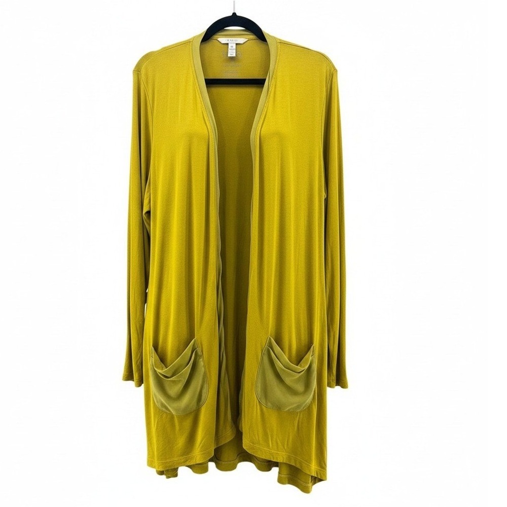 LOGO Lori Goldstein Cardigan Charteuse Green 1x
